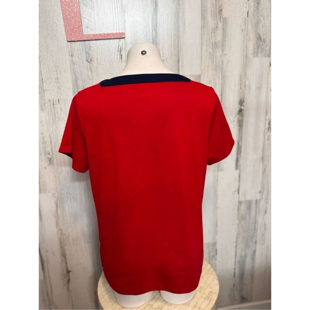Liz Claiborne Red Top with Navy Trim – Size L - Picture 6 of 8